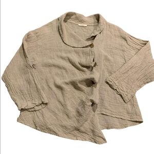 LUUKAA Linen Lagenlook Crinkle Shirt Tunic Beige Boho Size EU 4/US 12-14